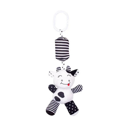 Newborn Black White Visual Grab Ability Training Toys Stroller Bed Hanging Bell Plush Doll