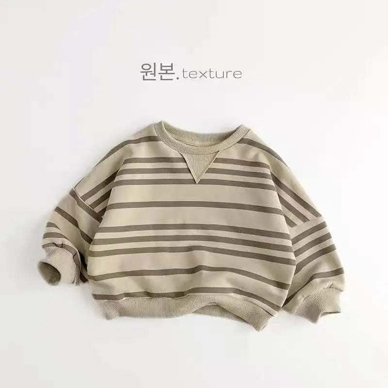 Baby Long Sleeve O-neck Tops Boys Girls Loose Sweatshirt Kids Pullover Clothes