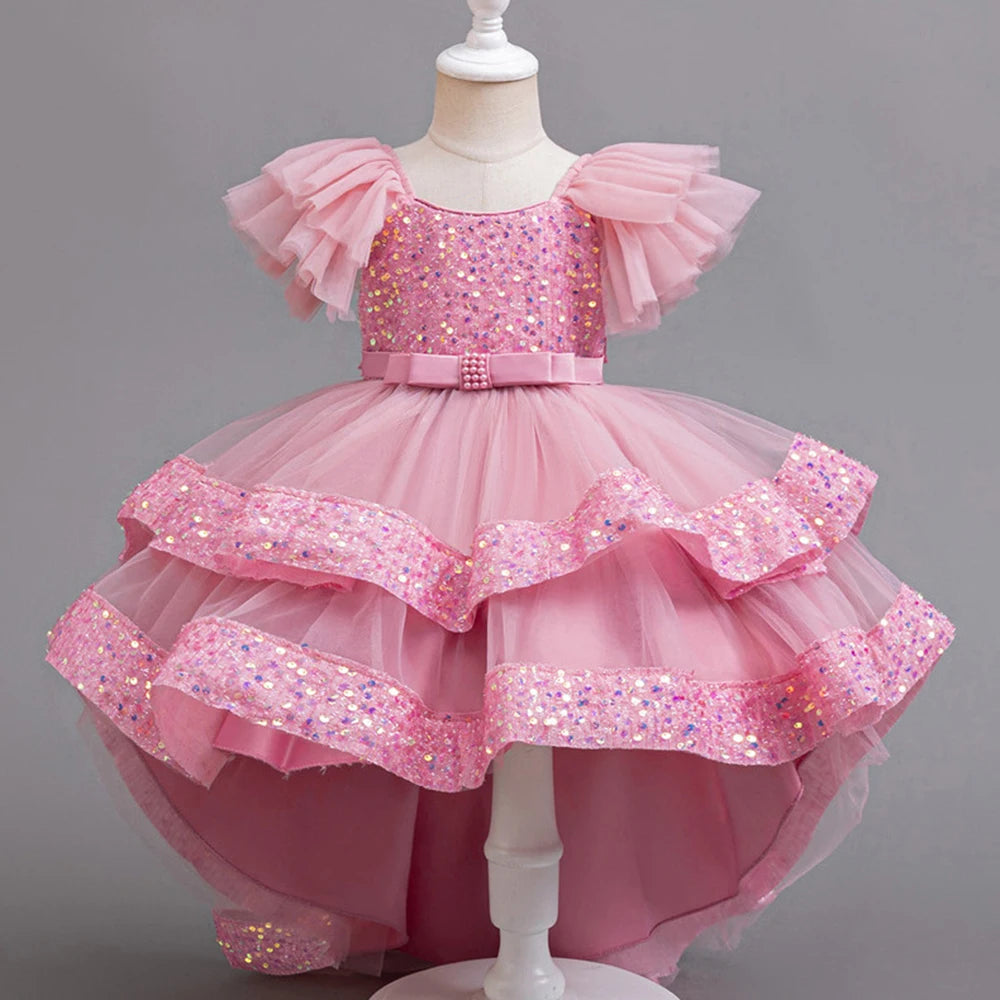 Dress for Girls Green Sequined Children Wedding Party Dresses Elegant Festive