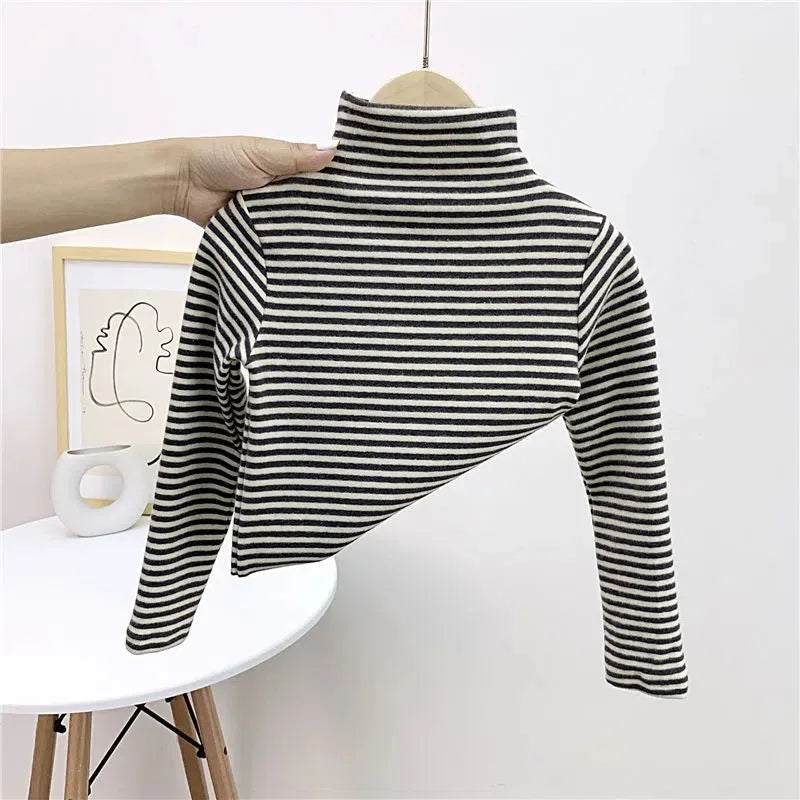 Boy Girl Baby Solid Bottoming Shirt Children Turtleneck Casual Tshirt Kid Tops