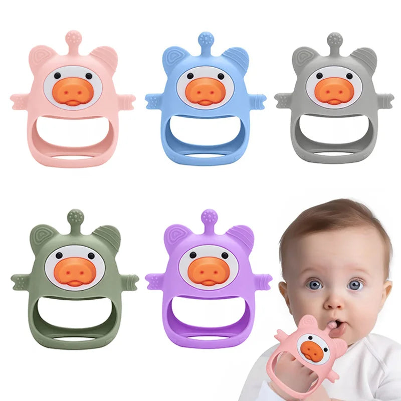 Baby Teething Toys Silicone Teethers for Babies BPA Free Pig Chew Toy