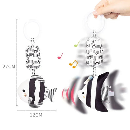 Newborn Black White Visual Grab Ability Training Toys Stroller Bed Hanging Bell Plush Doll