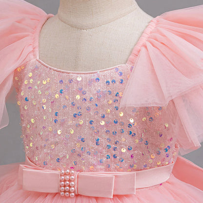 Dress for Girls Green Sequined Children Wedding Party Dresses Elegant Festive