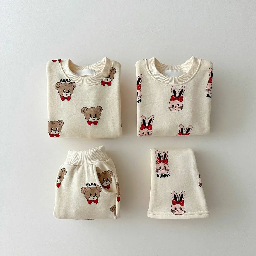 Baby Long Sleeve Clothes Set Children Cartoon Sweatshirt + Pants 2pcs Suit