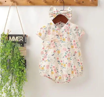 Baby Girls Flower Cotton Jumpsuit One piece Outfit Newborn Baby Romper