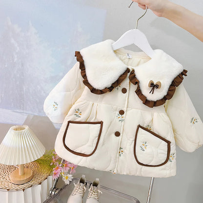 Toddler Outwear Big Collar Fashion Fleece Thick Infant beautiful jacket