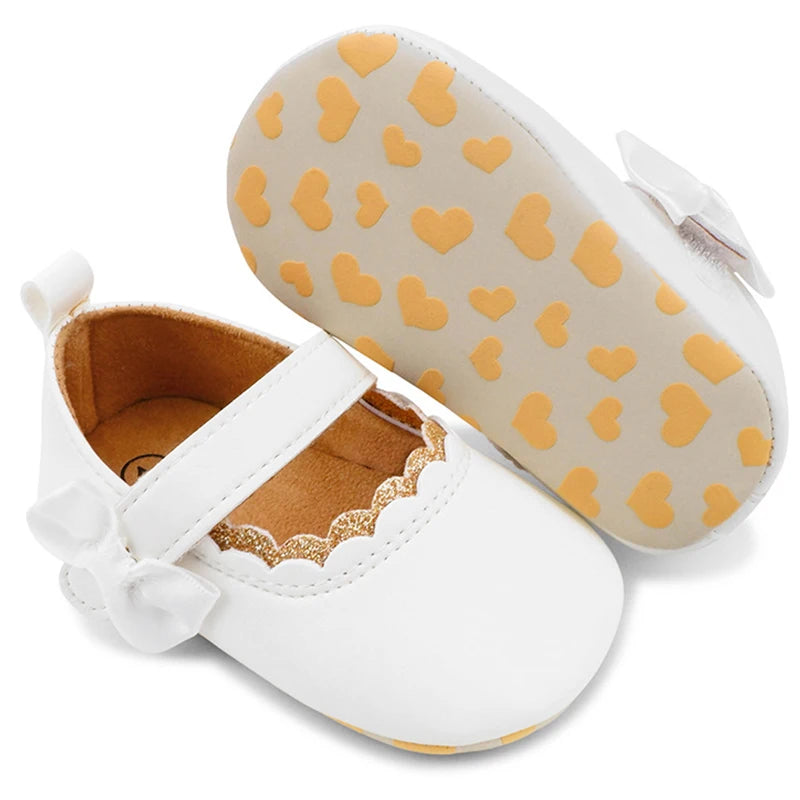 Baby Girls Princess Flats Soft Sole Non-Slip Sweet Crib Shoes Adorable PU Leather