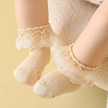 Girls Socks Eyelet Ruffle Lace Socks Toddler Lace Dressy Short Socks