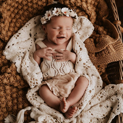 LaceNest  Romper – Cotton Knit Baby Girl Jumpsuit