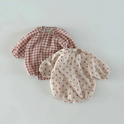 Baby Love Print Casual Comfortable Onesie Newborn Boy Girl Infant Plaid Bodysuit