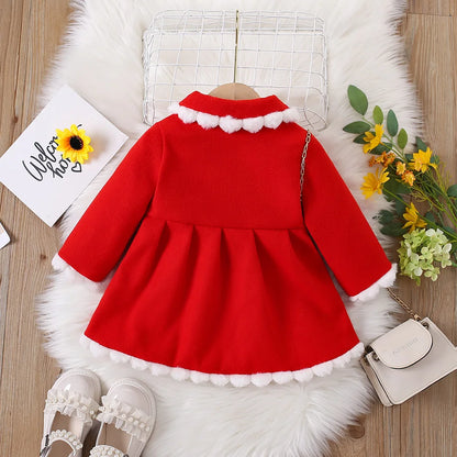 New Dresses for Girls Delicate Button Coat Bow Long Sleeve Furry Nizi Coat