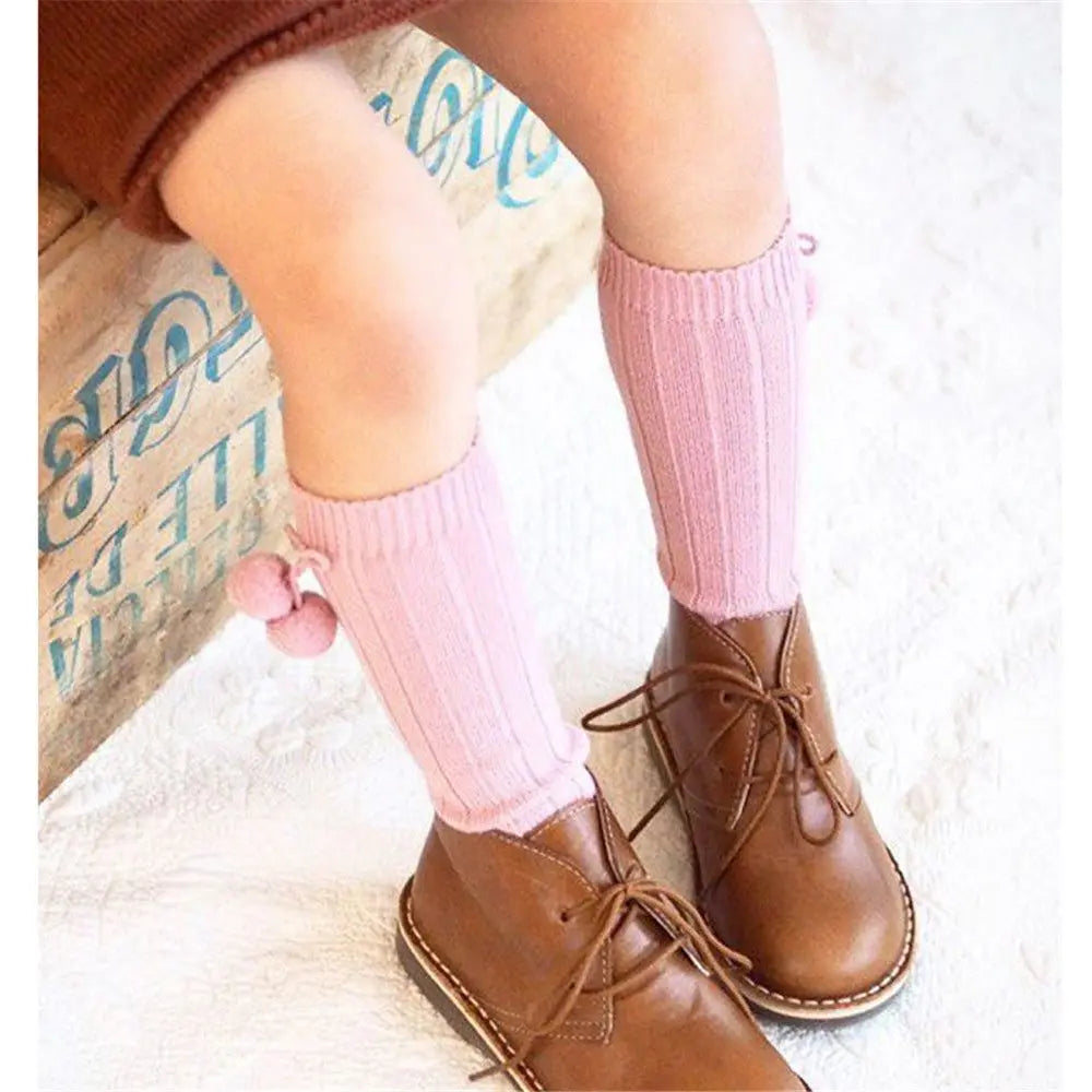 Knee High Socks Boys Girls Pompom Socks Baby Leg Warmers Cotton Sock