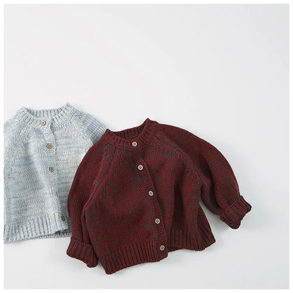 Boys Girls Solid Knit Cardigan Baby Cotton Sweater Jacket