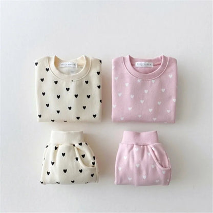 Baby Girl Outfits Full Heart Boys Clothing Sweatshirt + Pants 2pcs Suit