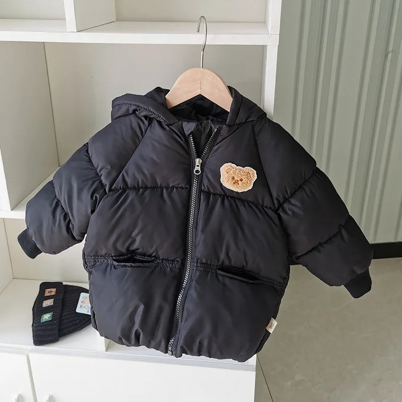 Girls Warm Hooded Winter Thickened Jackets Solid Color Cotton coat