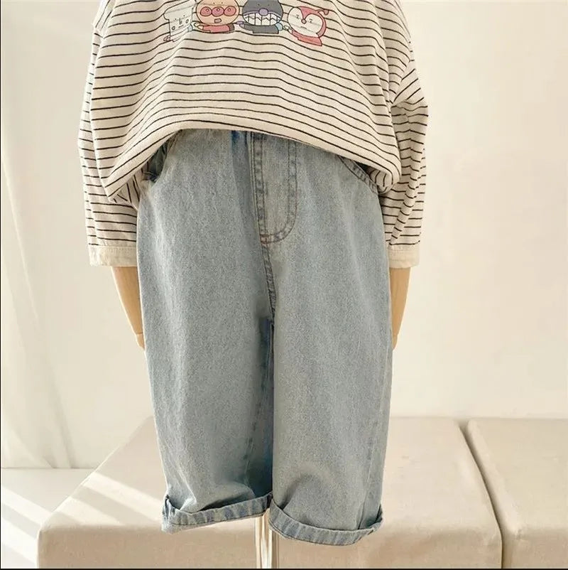 Boy Girl Jeans Loose Kids Denim Pants All-match Toddler Casual Pants