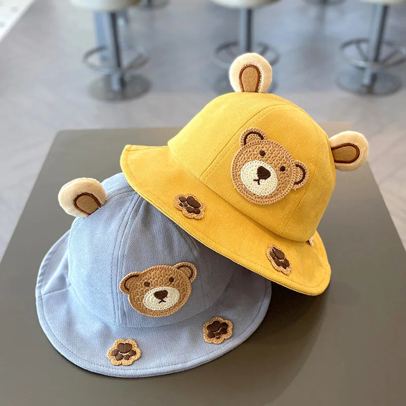 Cute Bear Children Bucket Hat New Spring Boys Girls Sun Hat Cartoon Outdoor