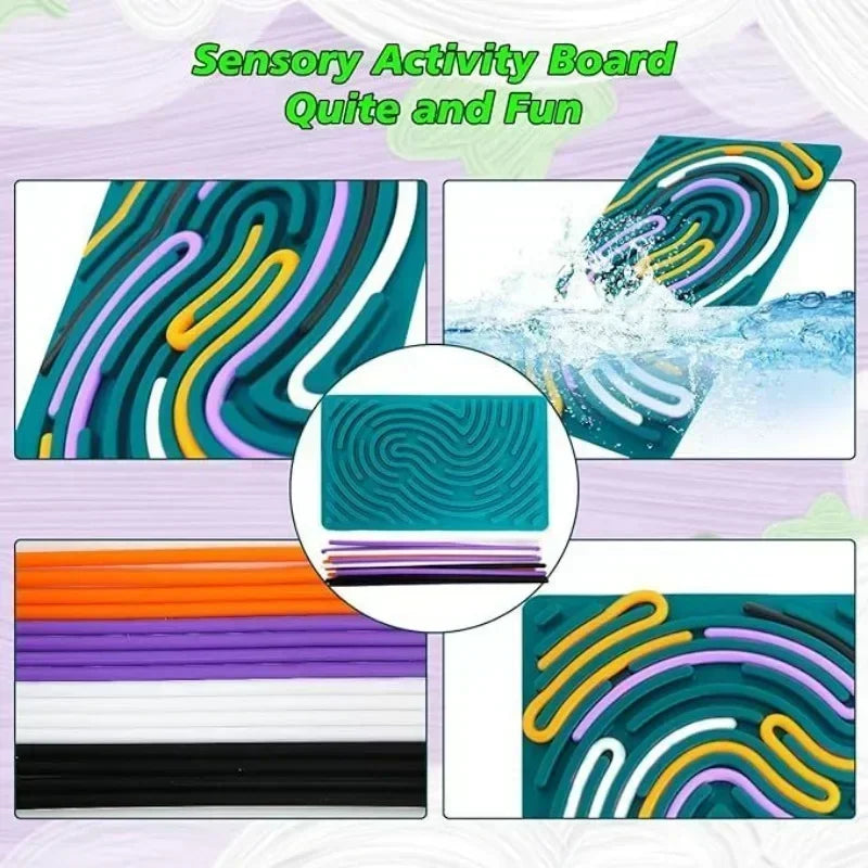 Sensory Activity Board Fidget Toy Silicone 2 in1 Double-Sided Design for Idea ADHD Stress Relief Toy