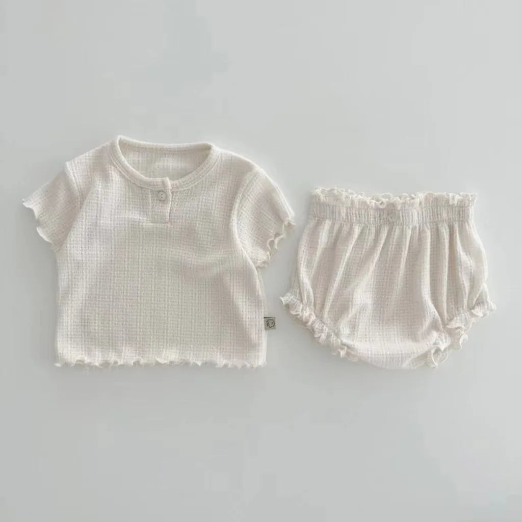 Infant Girl Cotton Breathable Pajamas 2pcs Suit Toddler Tops + Shorts Outfits