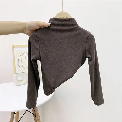 Boy Girl Baby Solid Bottoming Shirt Children Turtleneck Casual Tshirt Kid Tops