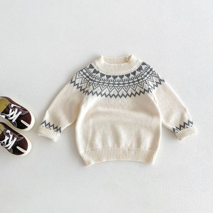 Clothing Kids Outwear Cotton Girl Knitted Long Sleeve Sweater Baby Knitwear