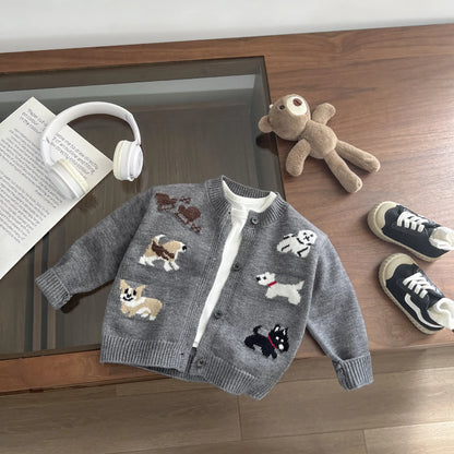 New Baby Girl Cute Cartoon Knitted Cardigan Infant Boy Long Sleeve Sweater Coat