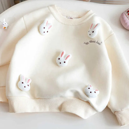 Girl Baby Hoodie Korean Edition Cartoon Girl Top 3D Decoration Rabbit Clothes Girls