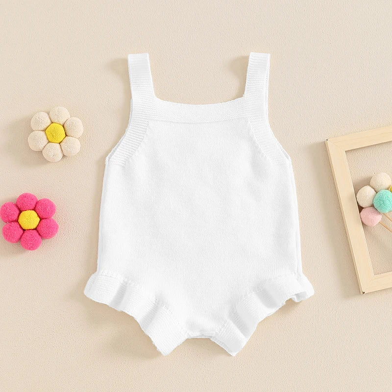 Baby Girl Romper Casual Number Embroidery Sleeveless Jumpsuit for Newborn