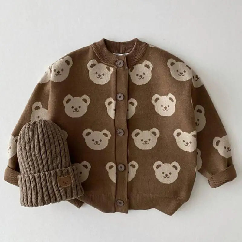 Baby Boy Knitwear Children Cardigans Cartoon Bear Jackt Outerwear