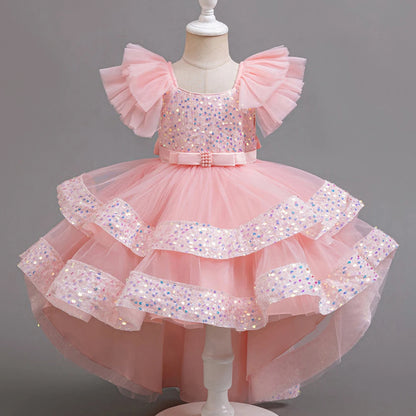 Dress for Girls Green Sequined Children Wedding Party Dresses Elegant Festive
