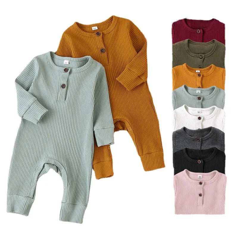 Baby Boys Girls Romper Playsuit Overalls Cotton Long Sleeve Baby Jumpsuit