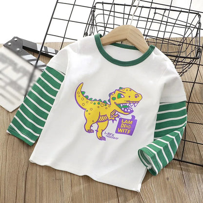 Boy Baby Print Cotton Long Sleeve T-shirt