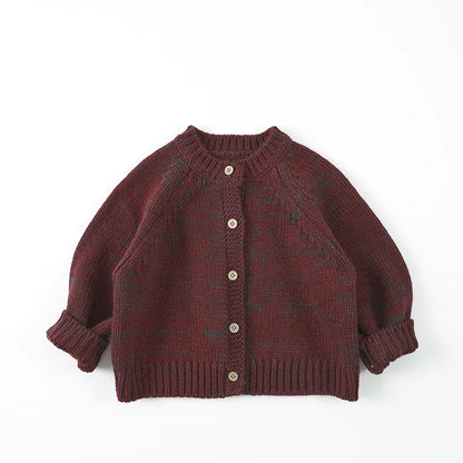 Boys Girls Solid Knit Cardigan Baby Cotton Sweater Jacket