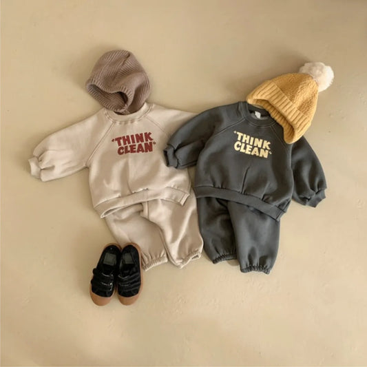 New Baby Clothes Set Letter Print Sweatshirt Set For Boys Girl Casual Pants