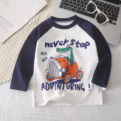 Boy Baby Print Cotton Long Sleeve T-shirt