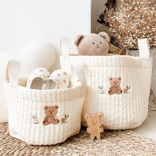 INS Baby Bags Cute Bear Embroidery Diaper Bag Caddy Nappy Cart Storage Mummy Maternity Bag