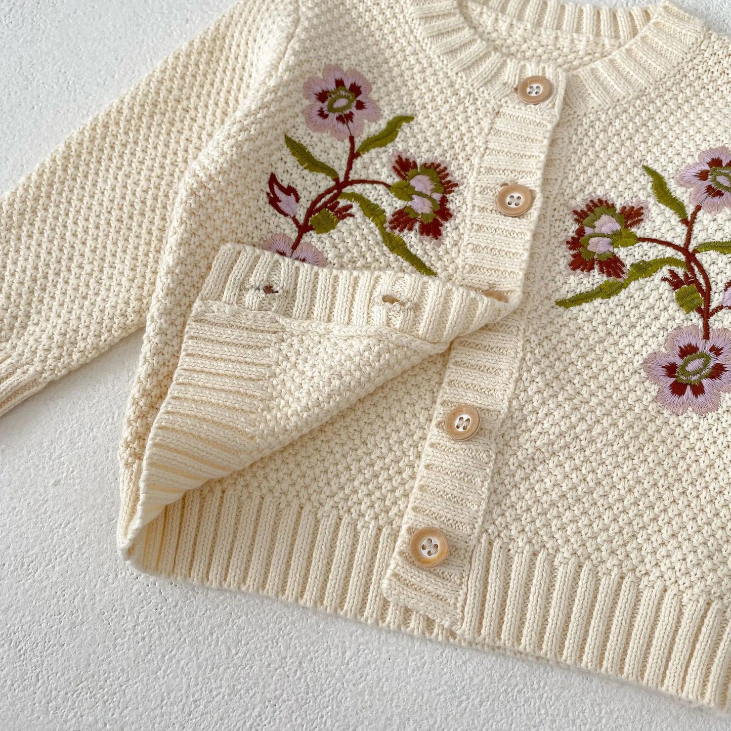 New Embroidery Flower Baby Sweaters Boy Girl Cotton Long Sleeve Cardigan Coat