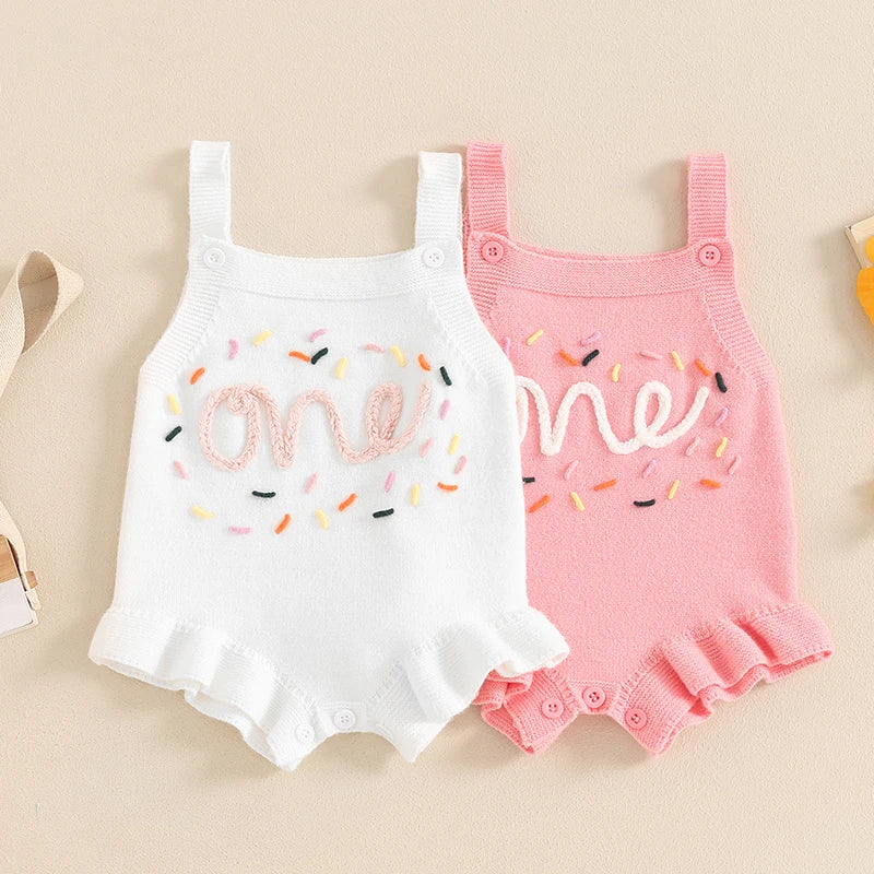 Baby Girl Romper Casual Number Embroidery Sleeveless Jumpsuit for Newborn