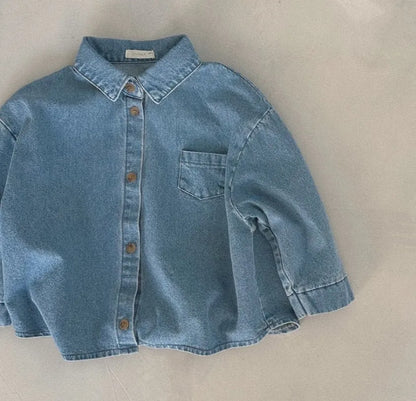 Boy Baby Casual Denim Coats Newborn Solid Cardigan Loose Long Sleeve Tops