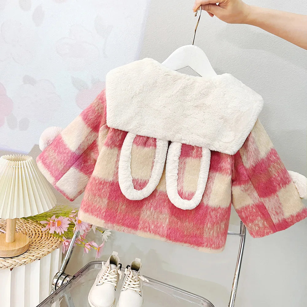 Toddler Outwear Big Collar Fashion Fleece Thick Infant beautiful jacket