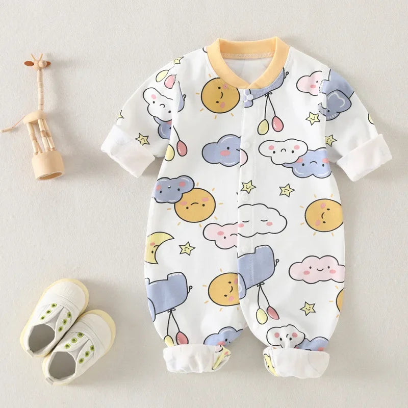 Baby Bodysuit Cotton Print Long Sleeve Boys and Girls Infant Comfort Creeper