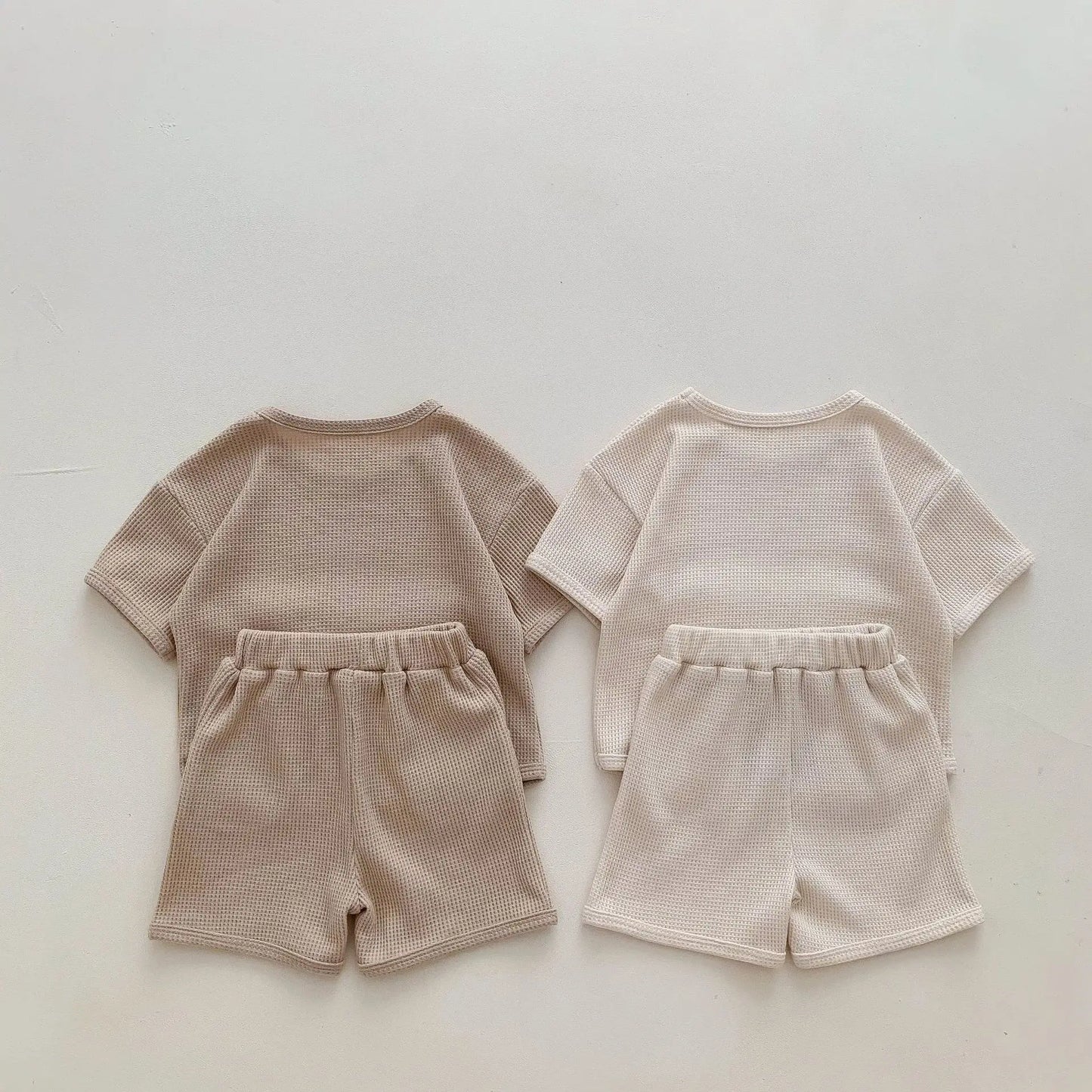 Newborn Baby Clothing Sets Waffle Bear Tee And Shorts 2 Pcs Suit