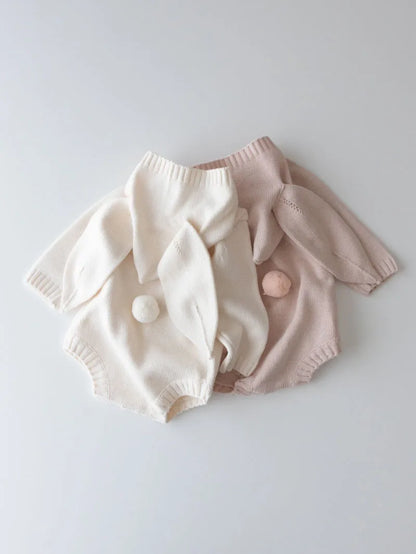 Newborn Hooded Baby Girl Boy Romper Clothes With Bunny Ear Cotton Romper