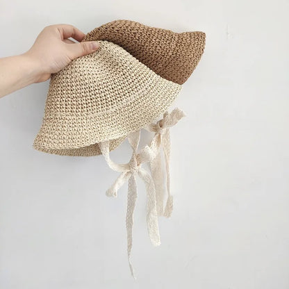 Baby Hat Summer Straw Bow Baby Girl Cap Beach Children Panama Hat