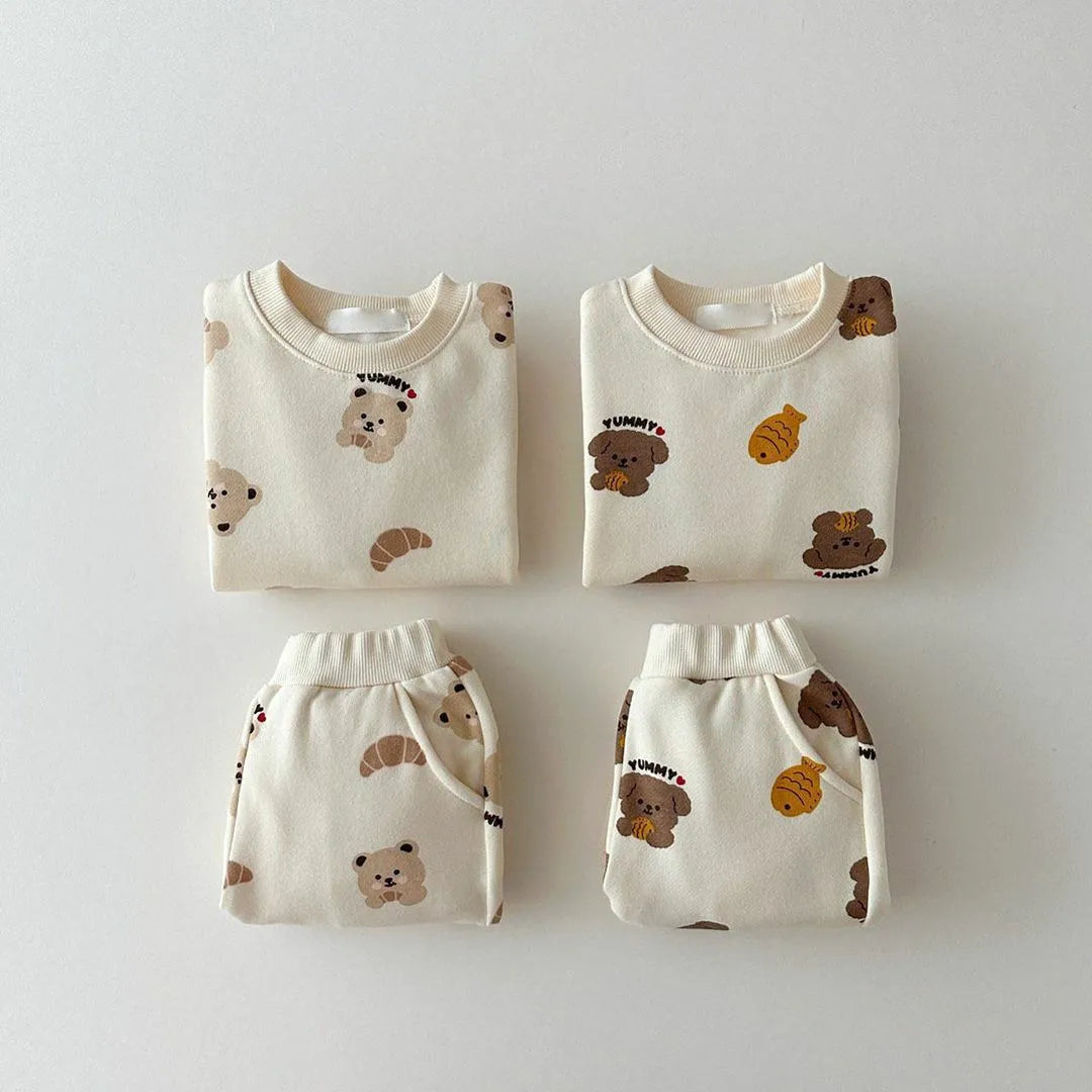 Baby Long Sleeve Clothes Set Children Cartoon Sweatshirt + Pants 2pcs Suit