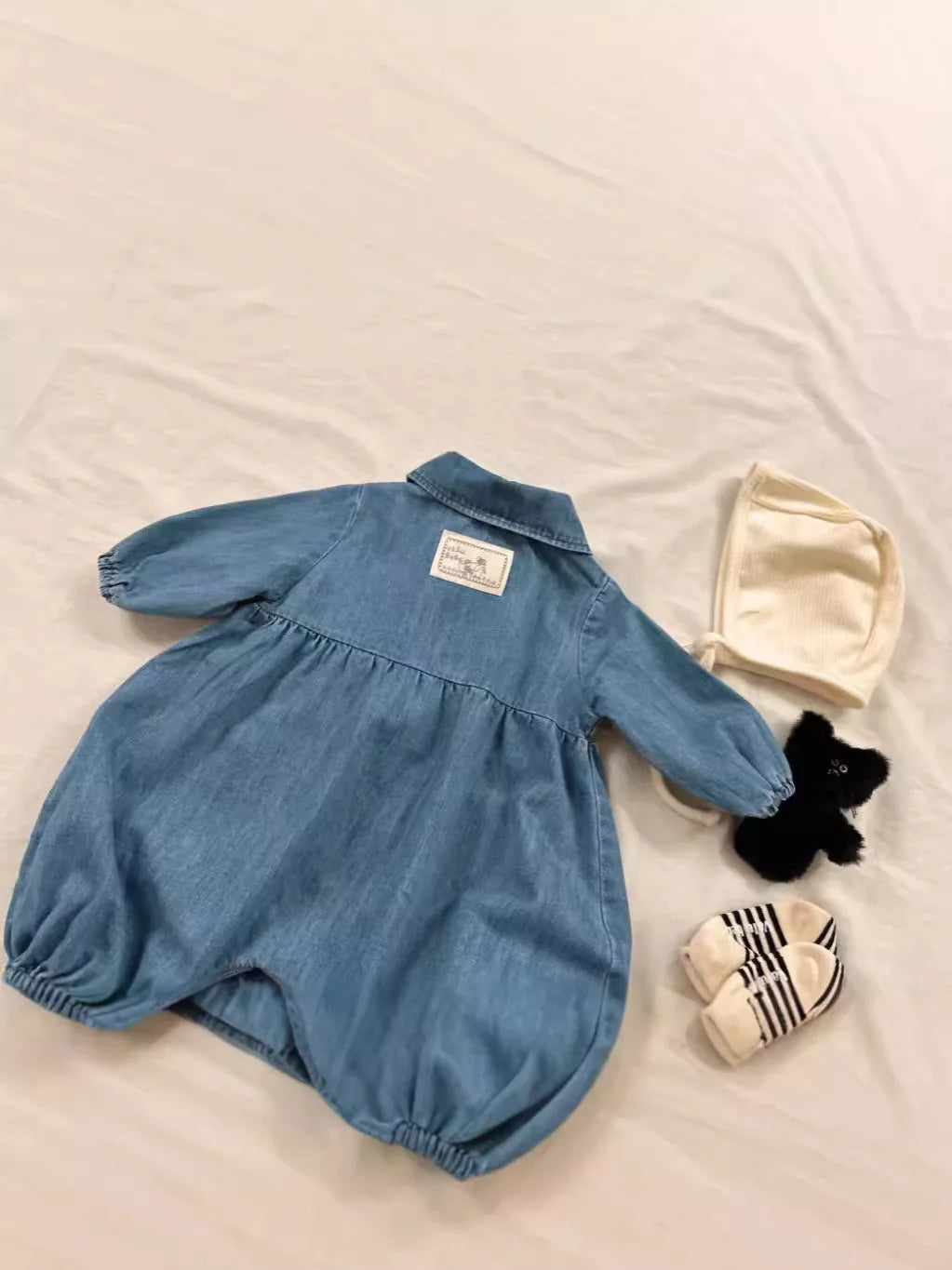 Baby Boy Romper Newborn Toddler Girl Cute Lapel Denim Jumpsuit