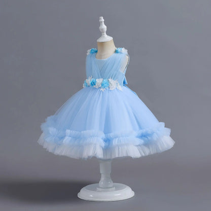 Dress Layered Tulle Kids Girl Ball Gowns Elegant Toddler Clothes For Pageant Ceremony
