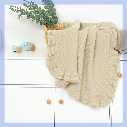 Knitted Baby Blankets Newborn Swaddle Wrap Ruffle