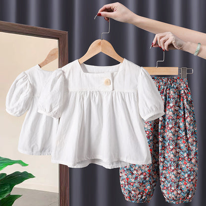 New Baby Girl Summer Short Sleeve Two Piece Suit