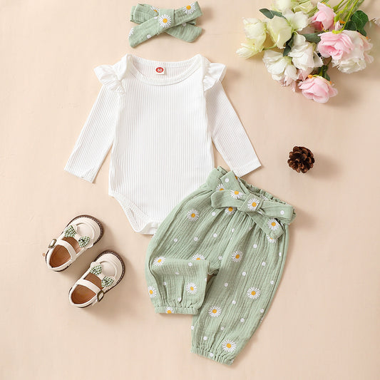 Baby Simple And Versatile Bow Three Piece Set